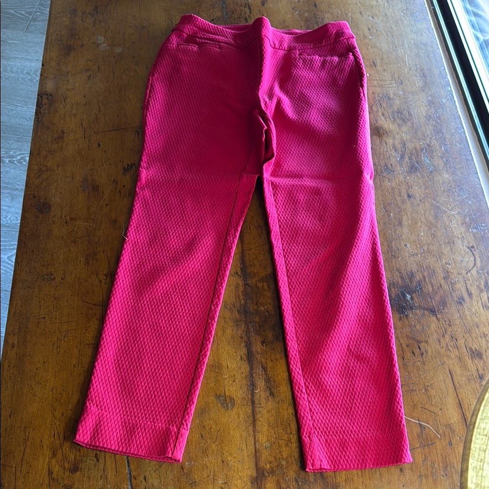 Kids Red Textured Pants